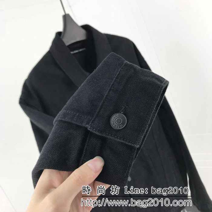 BALENCIAGA巴黎世家 18FW新款 後背彩虹旗子 黑色牛仔外套 男女同款 ydi1613